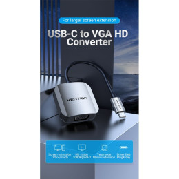 Переходник USB3.1 Type-C to VGA (F) 0.15m 1080p 60Hz Vention (TDFHB) фото 2