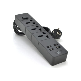Сетевой фильтр питания Voltronic TВ-Т08, 3роз, 4*USB Black (ТВ-Т08-Black) фото 1