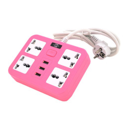 Сетевой фильтр питания Voltronic TВ-Т15, 4роз, 3*USB Pink (ТВ-Т15-Pink) фото 1