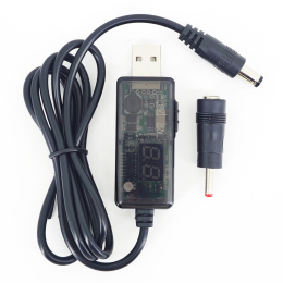Кабель питания для роутера от повербанк с переключателем (USB 5V to 9V/12V) 5.5x2.5 (3.5x1.35) мм фото 1